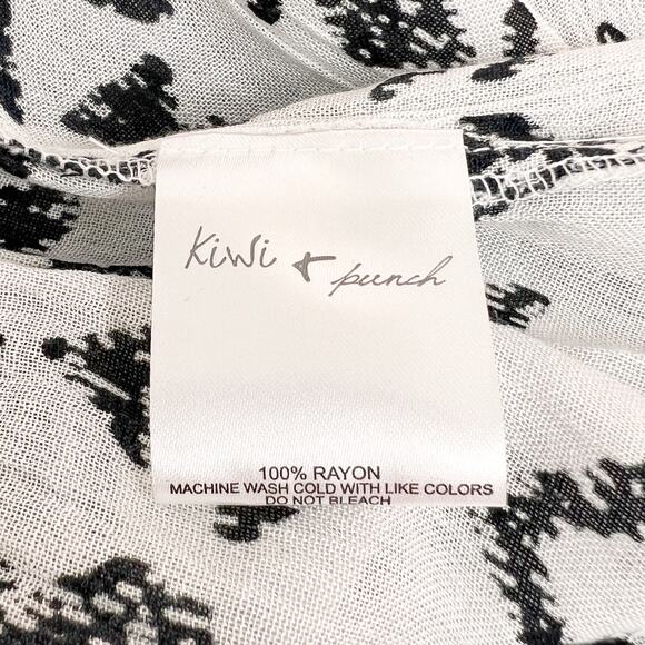 KIWI + PUNCH Southwestern Strappy Mini Dress White Black Open Tie Back Women's L - Picture 12 of 14